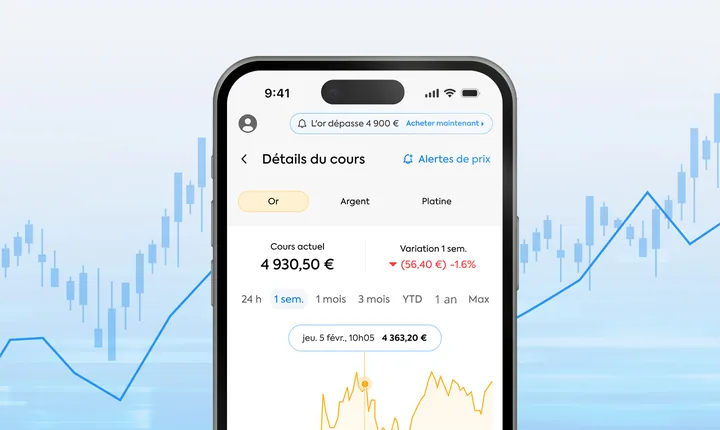 Application d'investissement OneGold sur un smartphone