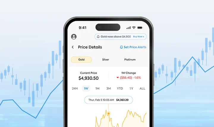 Application d'investissement OneGold sur un smartphone