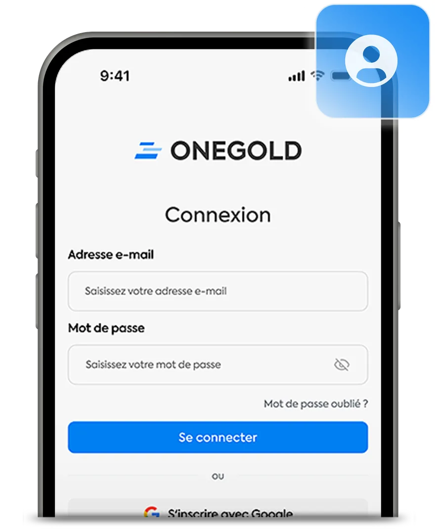 L’écran de connexion de l’application OneGold