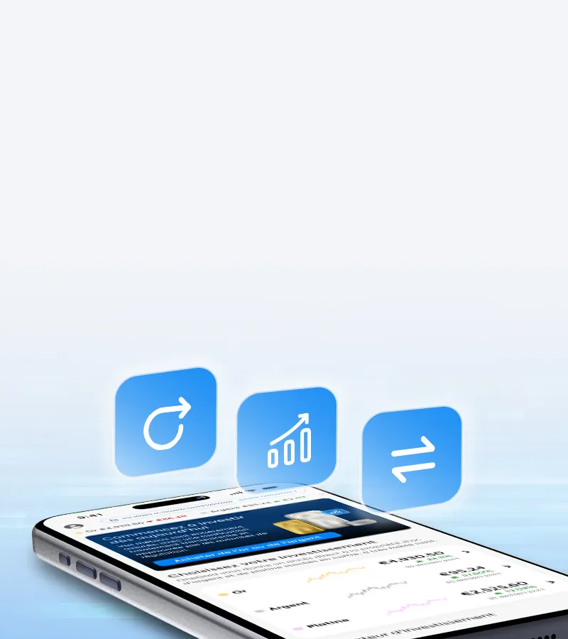 Interface de trading de l'app OneGold sur une tablette