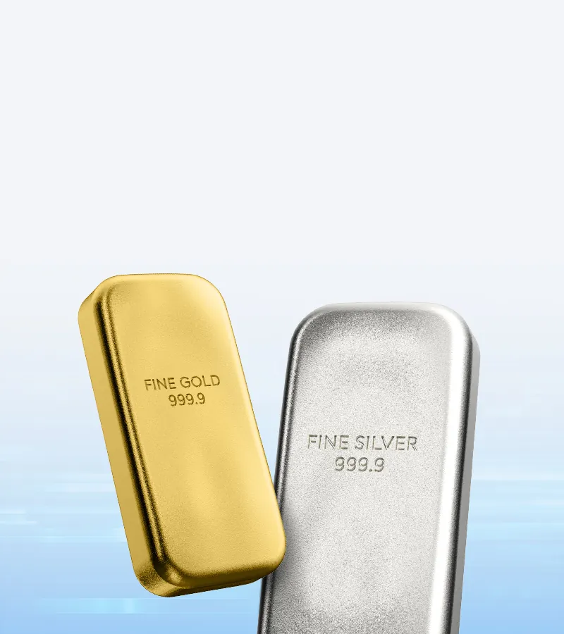 Un lingot d'or et un lingot d'argent