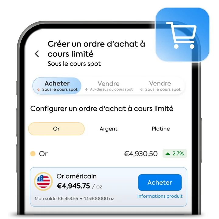 Création d’un ordre limite d’achat ou de vente dans l’application OneGold