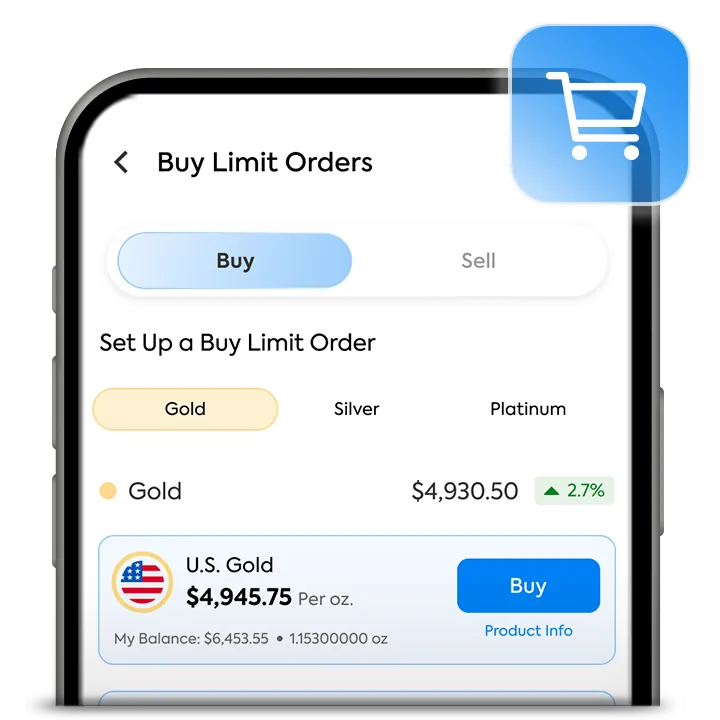 Création d’un ordre limite d’achat ou de vente dans l’application OneGold